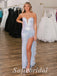 Sexy Sequin Sweetheart Sleeveless Side Slit Mermaid Long Prom Dresses With Feather,SFPD0686