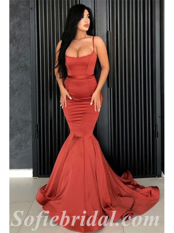 rust prom dress Rust Lace Bustier Flounced Long Prom Dress with Slit