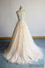 A-line Round Neck Long Tulle Lace Appliques Prom Dresses, PD0095