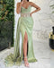 Gorgeous Satin Sweetheart V-Neck Sleeveless Side Slit Mermaid Long Prom Dresses,SFPD0561