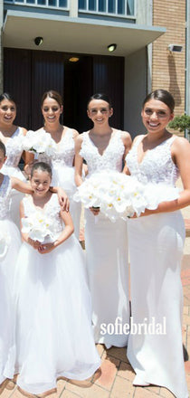 Simple V-neck Mermaid Cheap Bridesmaid Dresses,SFWG0036