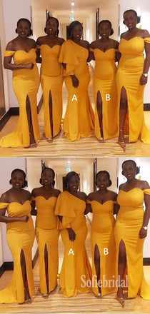 Sexy Mismatched Mermaid Side Slit Cheap Bridesmaid Dresses,SFWG00348