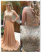 Sparkle Rhinestone Beaded Long A-line Chiffon Prom Dresses, PD0256
