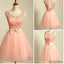 peach pink lace lovely for teens modest formal homecoming prom gowns dress,SF0010