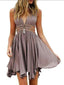 A-Line Deep V-Neck Short Grey Chiffon Homecoming Dress with Sequins,HD0210