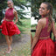 Popular red two pieces beaded unique homecoming prom dresses, SF0068