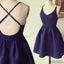Short cheap simple blue cross freshman homecoming prom gown dress,BD0084
