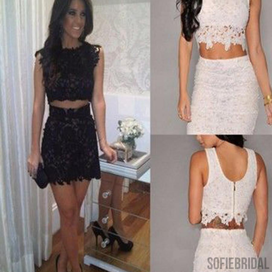 lace two pieces tight unique style simple casual homecoming prom dress,SF0004