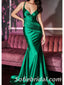 Sexy Soft Satin Strapless V-Neck Criss Cross Mermaid Long Prom Dresses With Pleats,SFPD0224