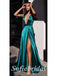 Sexy Soft Satin Spaghetti Straps Deep V-Neck Sleeveless Side Slit A-Line Long Prom Dresses,PD0771