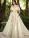 Elegant Off-shoulder A-line Tulle Appliques Long Prom Dresses,SFPD0148