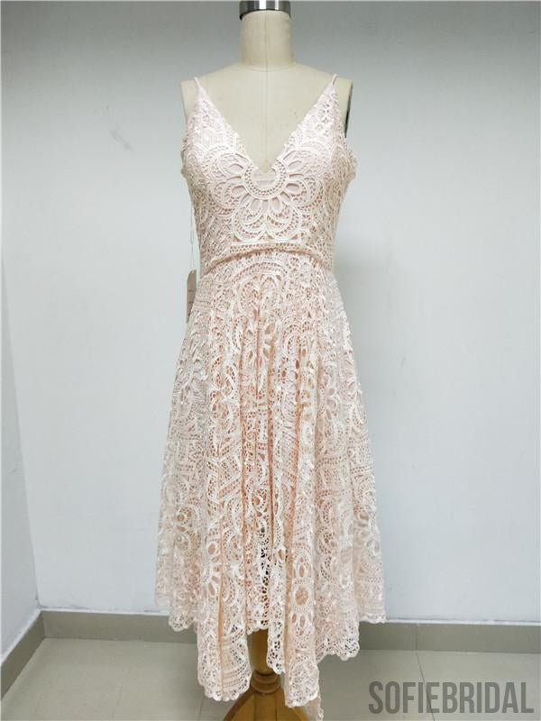 Blush Pink Lace Bridesmaid Dresses_US4, SOD001