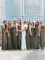 Turquoise Satin Spaghetti Straps A-line Beautiful Bridesmaid Dresses, SFWG00427