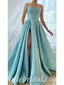 Sexy Gorgeous Special Fabric Spaghetti Straps Sleeveless Side Slit A-Line Long Prom Dresses,SFPD0448