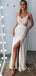 A-Line V-Neck Spaghetti Straps Chiffon Long Prom Dresses With Lace,SFPD0009