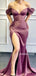 Sexy Off-shoulder Mermaid Side Slit Long Prom Dresses Online,SFPD0118