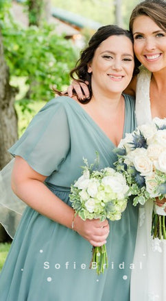 Newest A-Line Mismatched Yellow Chiffon Simple Bridesmaid Dresses,SFWG0009