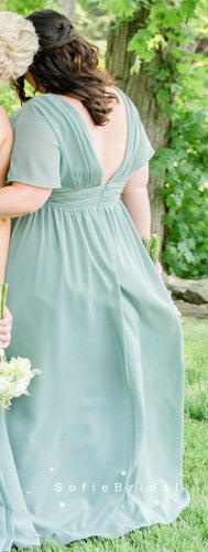 Newest A-Line Mismatched Yellow Chiffon Simple Bridesmaid Dresses,SFWG0009