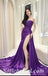Sexy Purple Satin Sweetheart Sleeveless Side Slit Mermaid Long Prom Dresses ,SFPD0500