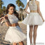 Popular white lace two pieces cheap tulle homecoming dresses, SF0020