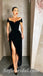 Sexy Black Velvet Off Shoulder V-Neck Sleeveless Side Slit Mermaid Long Prom Dresses,SFPD0555