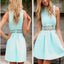 Round Neck Simple Design Check Short Prom Dress, Homecoming Dresses, SF0035