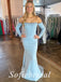 Sexy Jersey Off Shoulder Long Sleeve Mermaid Long Prom Dresses With Bone and Beading, PD0855