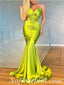 Sexy Shiny Satin Sweetheart V-Neck Sleeveless Mermaid Long Prom Dresses,SFPD0421