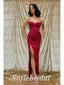 Sexy Satin Spaaghetti Straps V-Neck sleeveless Side Slit Mermaid Long Prom Dresses, PD0829