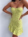 Elegant Yellow Lace Spaghetti Straps Mini Homecoming Dresses,HD0199
