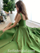 Elegant Spaghetti Straps A-Line Long Prom Dresses/Graduation Dresses With Split,SFPD0323