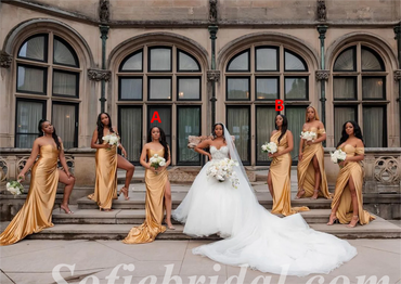 Mismatched Sexy Soft Satin Mermaid Side Slit Floor Length Bridesmaid Dressses, SFWG00456