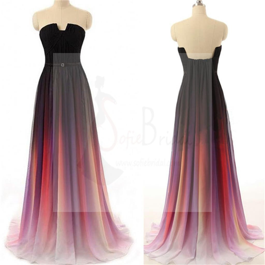 Gradient Simple Chiffon Cheap Popular Long Prom Dresses Online, PD0111