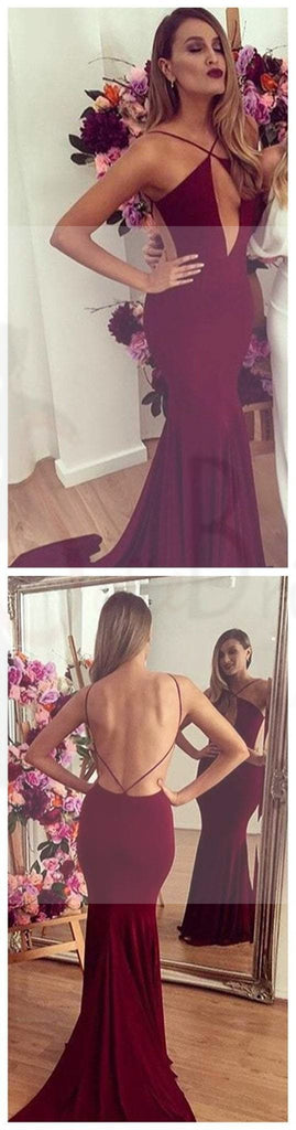 Sexy Backless Mermaid Red Jersey Popular Cheap Prom Dresses PD0126