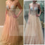 Sexy V-Neck Tulle Prom Dress, Sparkle Rhinestone Evening Dresses,Long Prom Dress