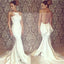 White Jersey Sexy Backless Mermaid Prom Dress Formal Evening Prom Dresses PD0124
