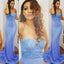 Spaghetti Straps Mermaid Prom Dresses, Sexy Blue Lace Prom Dresses