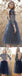 Navy Blue Lace Homecoming Dress, Sexy Backless Long Sleeve Tulle Homecoming Dresses