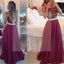 Sexy Red Lace Chiffon Prom Dresses, Popular Fashion Party Prom Dresses