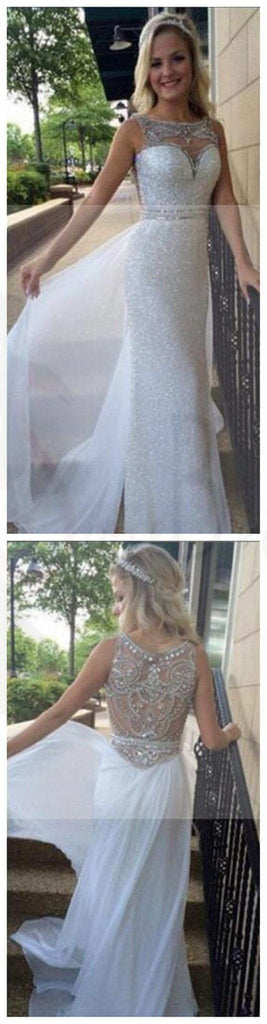 Sheath Sleeveless Sparkle Mermaid Sequin Elegant Wedding Dresses, WD0127