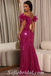 Sexy Sequin Off Shoulder V-Neck Sleeveless Mermaid Long Prom Dresses With Feather,SFPD0461