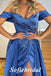 Sexy Satin Off Shoulder V-Neck Sleeveless Side Slit Mermaid Long Prom Dresses,SFPD0732