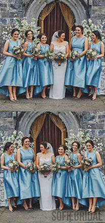 Elegant Simple Sleeveless Short Blue Bridesmaid Dresses, BD1040