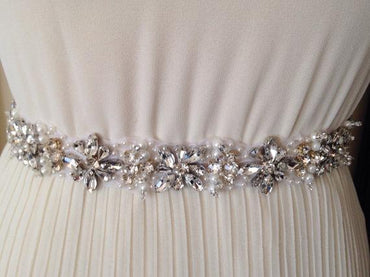 Luxury Crystal Belts, Rhinestone Beaded Sash, Handmade Belts for Wedding, CB002