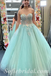 Elegant Tulle Spaghetti Straps V-Neck Sleeveless Lace Up A-Line Long Prom Dresses With Applique And Beading,SFPD0544