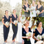 V-neck Boho Navy Jersey Beach Wedding Bridesmaid Dresses, Cheap Popular Bridesmaid Dresses, PD0310