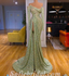 Gorgeous Charming Special Fabric Off Shoulder Long Sleeves Side Slit Mermaid Long Prom Dresses,SFPD0470