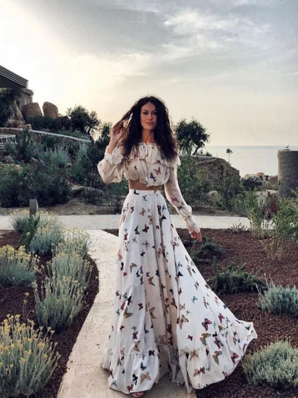 Sexy Off Shoulder Butterflies Floral Printed Maxi Dress Sexy Off Shoulder Butterflies Floral Printed Maxi Dress