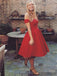 A-line Red Off-shoulder Simple Cheap Homecoming Dresses, HD0112