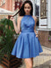 Newest Halter Simple Satin Open-back Short Homecoming Dress, HD0138